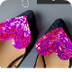 Sequin Heart Shoe Clips