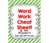 Word work cheat sheet
